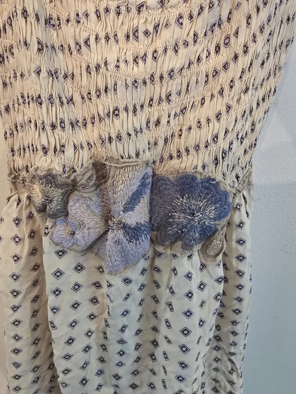 Free People Cream and Blue Embroidered Tank Top - Picture 4 of 4